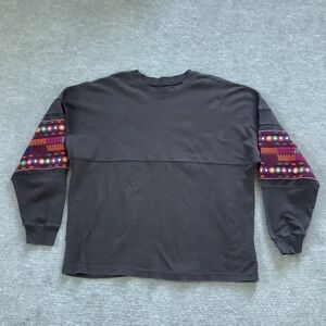 Urban Outfitters Black Cotton Embellished Embroidered Boho Top Sz. S